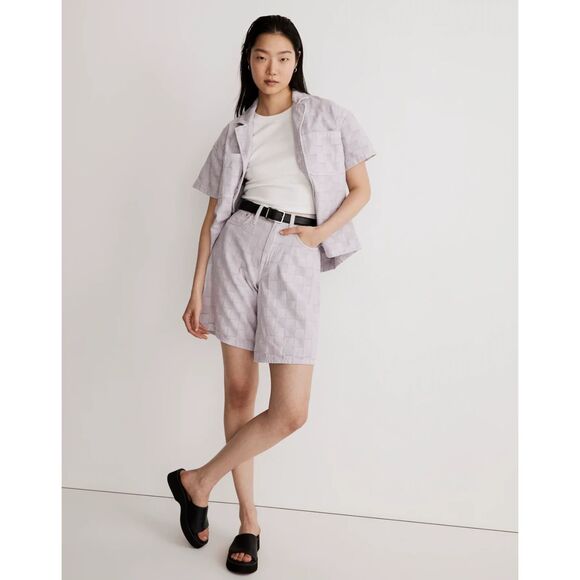 NWT Madewell Bermuda Shorts in Checkerboard Jacquard‎ Women's 30 Color Lavander - Picture 1 of 8